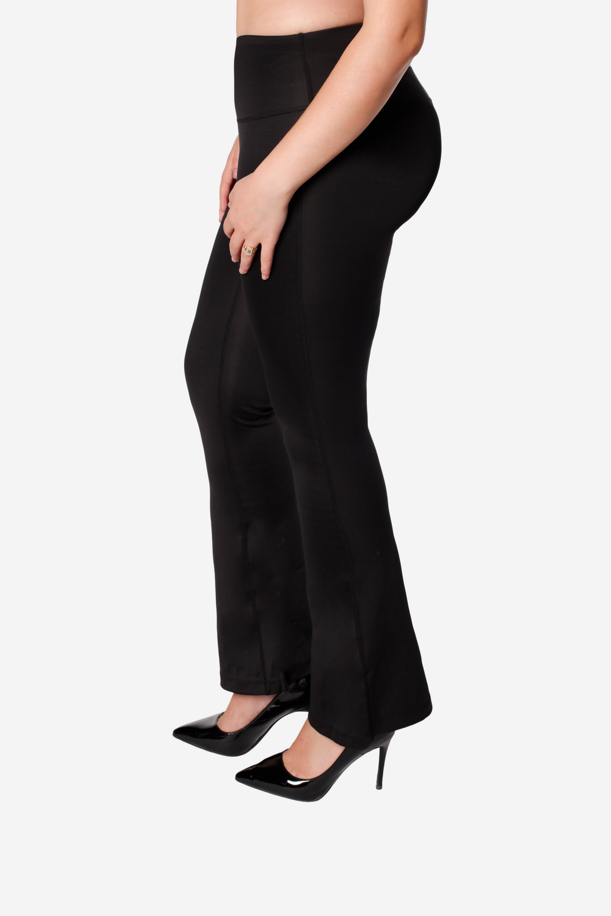 BLACK HIGH WAIST FLARE LEGGINGS